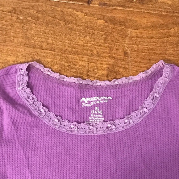 Girls purple top with lace neckline - Picture 2 of 3